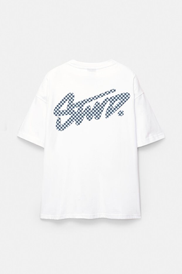 STWD logolu kareli t-shirt - 6