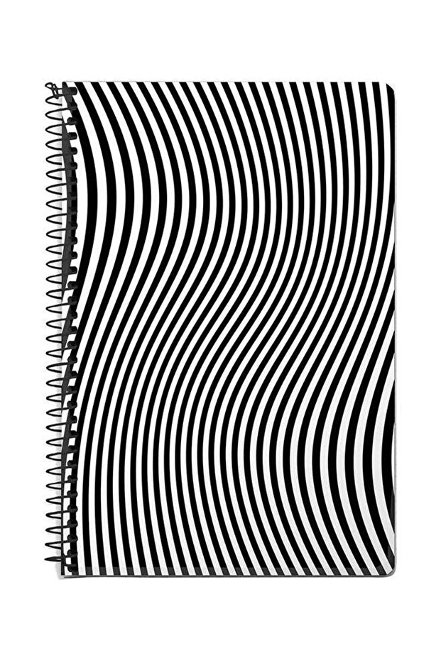 Zebra Lines A5 Spiral Notebook White/Black