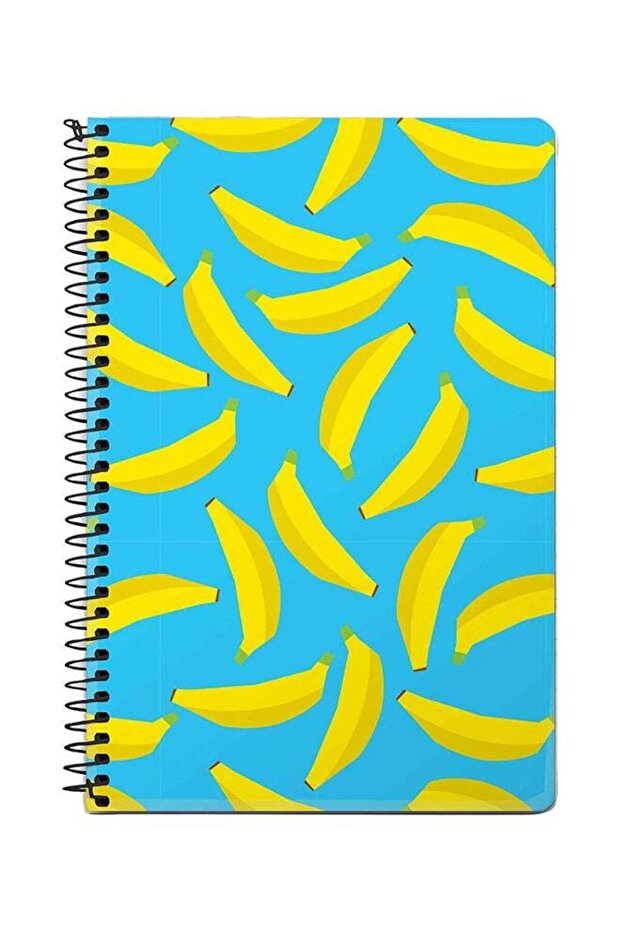 Scattered Bananas A5 Spiral Notebook Blue/Yellow