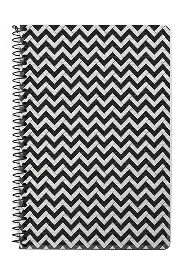 Chevron Tiles A5 Spiral Notebook White/Black