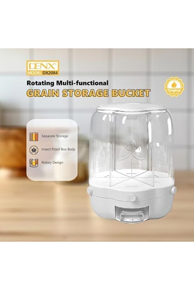 9kg Rotating Dry Food Storage Container with 6 Sections, 360° Transparent Moisture-Proof Design - 3