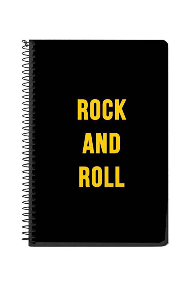 A5 Rock And Roll Printed Spiral Bound Notebook Black/Yellow