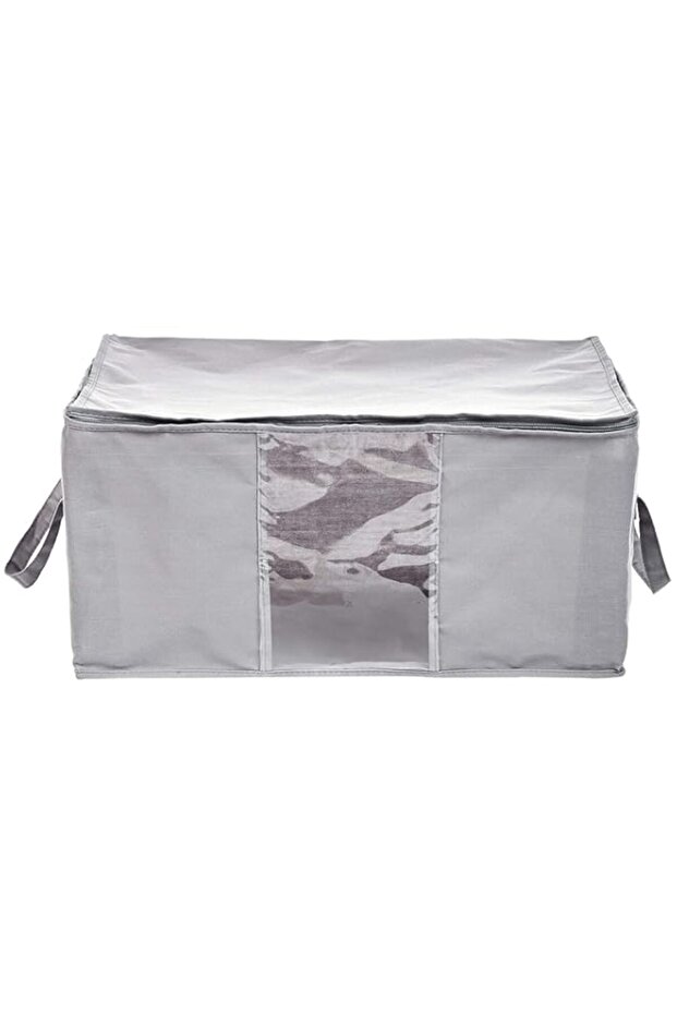 Amazon Basics Canvas Closet Storage Bag with Window and Handles - 59.9 CM x 44.96 CM x 28.7 CM, Gra - 1