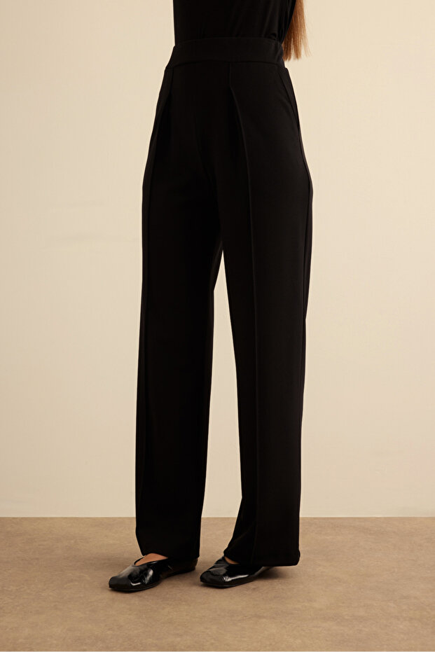 Beli Lastikli Krep Örme Pantolon - 3