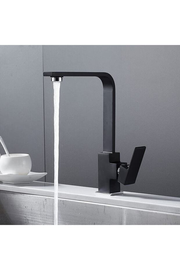 High Body Kitchen Faucet Hot Cold Double Water Inlet Square Kitchen Faucet