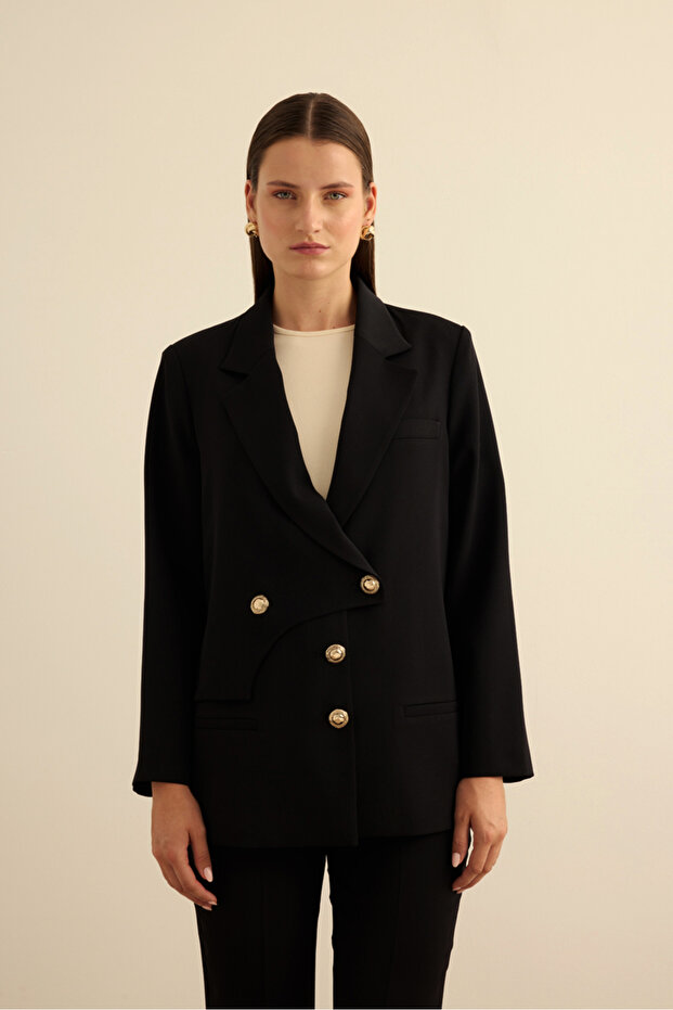 Anler Parçalı Dokuma Ceket - 4