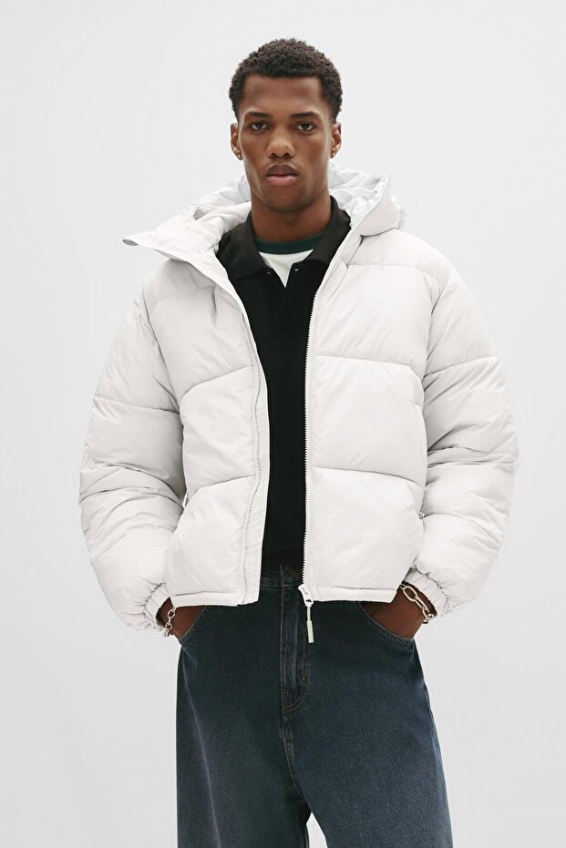 Kapüşonlu Dolgulu Ceket - 2