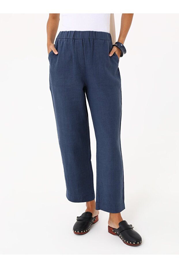 Keten Pantolon - Indigo- - 4