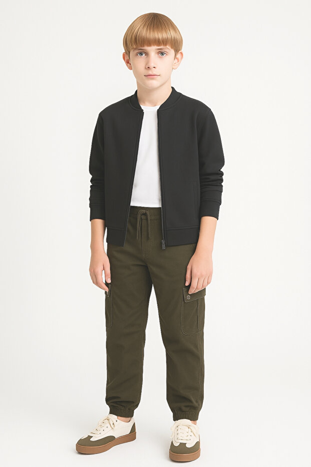 Boys' Commando Pocketed School Trousers with Elastic Waist Ak1000-1-2