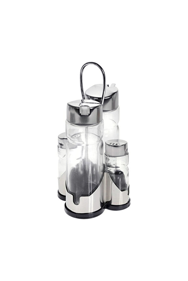 Soda Lime Glass Condiment Set, 5 Pieces, Transparent