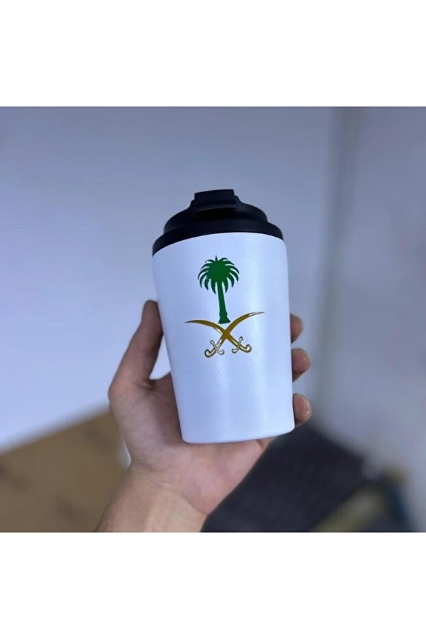 كوب قهوة سيفين ونخلة 360مل /ابيض