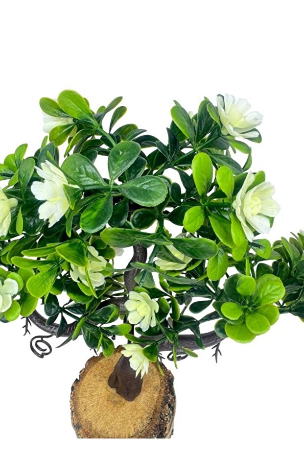 Artificial Flower White Flowering Bonsai Tree Decorative Log in Pot Artificial Tree Bonzai Losus with Flowers - 4