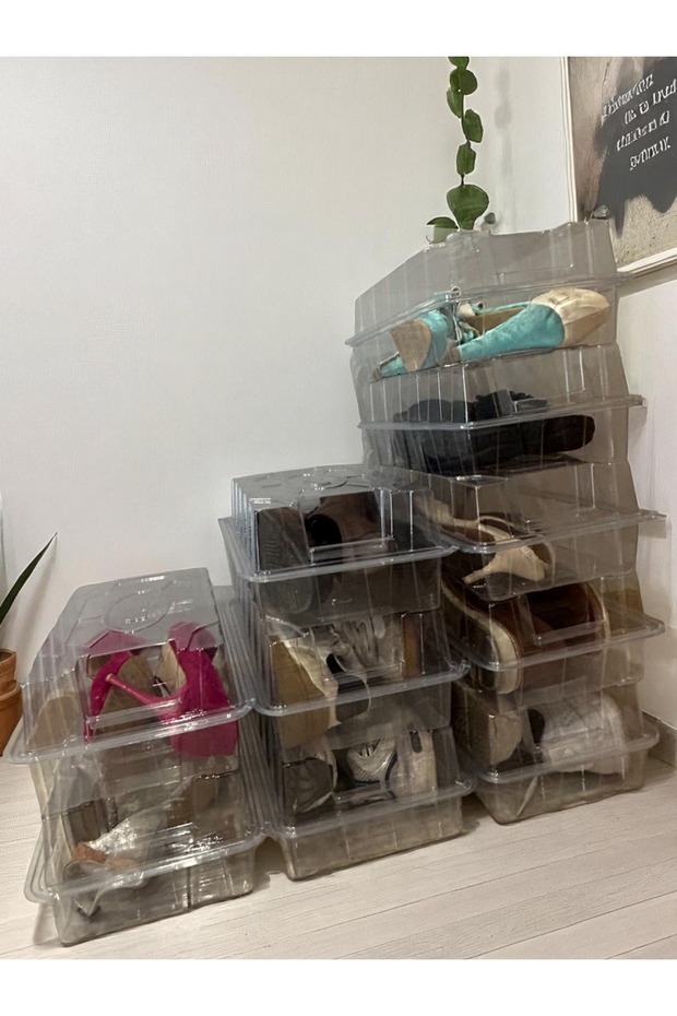 10 Adet Unisex Ayakkabı Kutusu – 45 Numaraya Kadar Ayakkabılar İçin Dayanıklı Saklama Kutusu - 4
