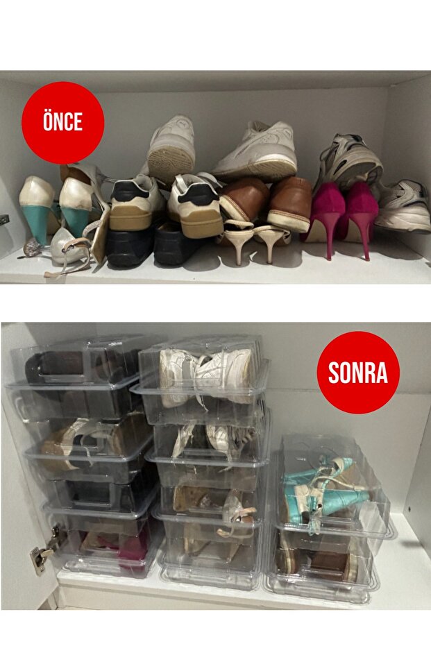 10 Adet Unisex Ayakkabı Kutusu – 45 Numaraya Kadar Ayakkabılar İçin Dayanıklı Saklama Kutusu - 3