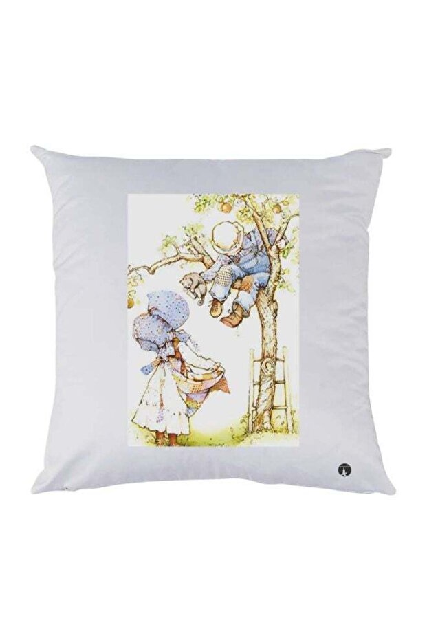 Cartoon Printed Throw Pillow White/Green/Brown 30x30cm