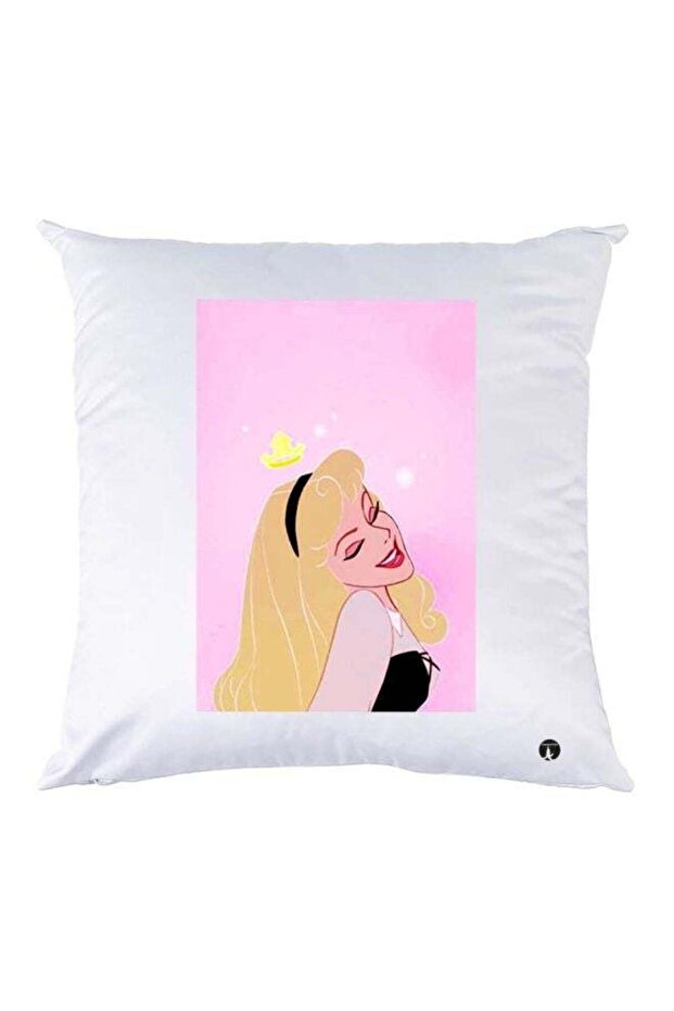 Cartoon Printed Throw Pillow White/Pink/Yellow 30x30cm