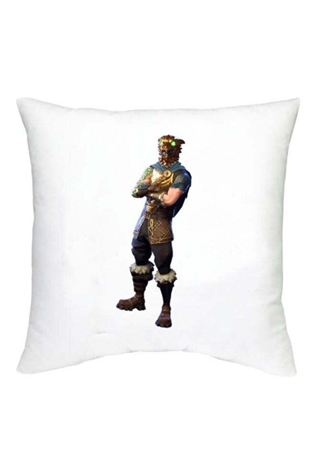 Fortnite Character Printed Decorative Cushion White/Gold/Green 16x16inch