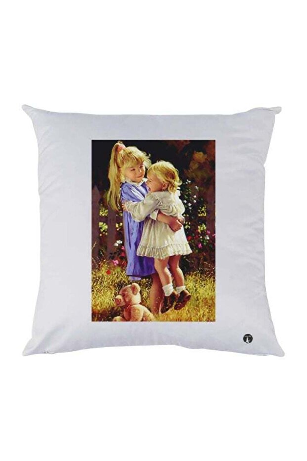 Girl Printed Decorative Throw Pillow White/Green/Beige 30x30cm