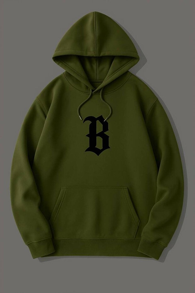 Hooded Letter B Printed Sweatshirt