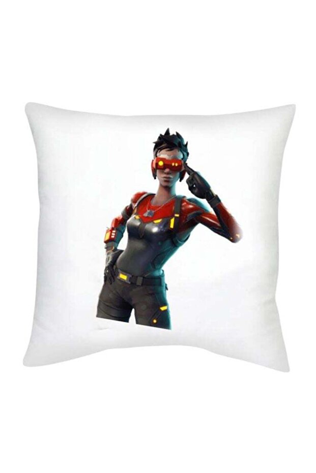 Fortnite Character Printed Decorative Cushion White/Black/Red 16x16inch