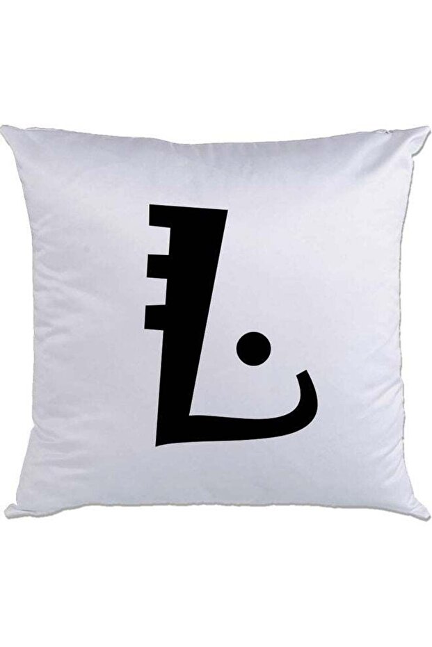 L Printed Cushion White/Black 40x40cm