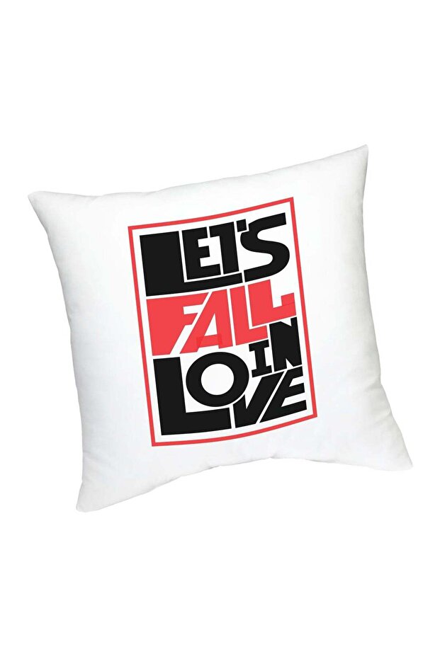 Lets Fall In Love Printed Cushion White/Black/Red 45cm