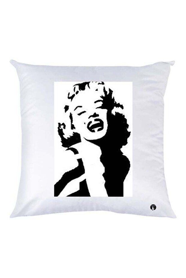 Lady Printed Throw Pillow White/Black 30x30cm
