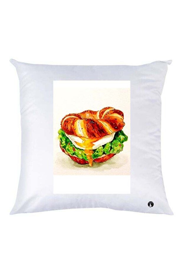 Burger Printed Throw Pillow White/Green/Brown 30x30cm
