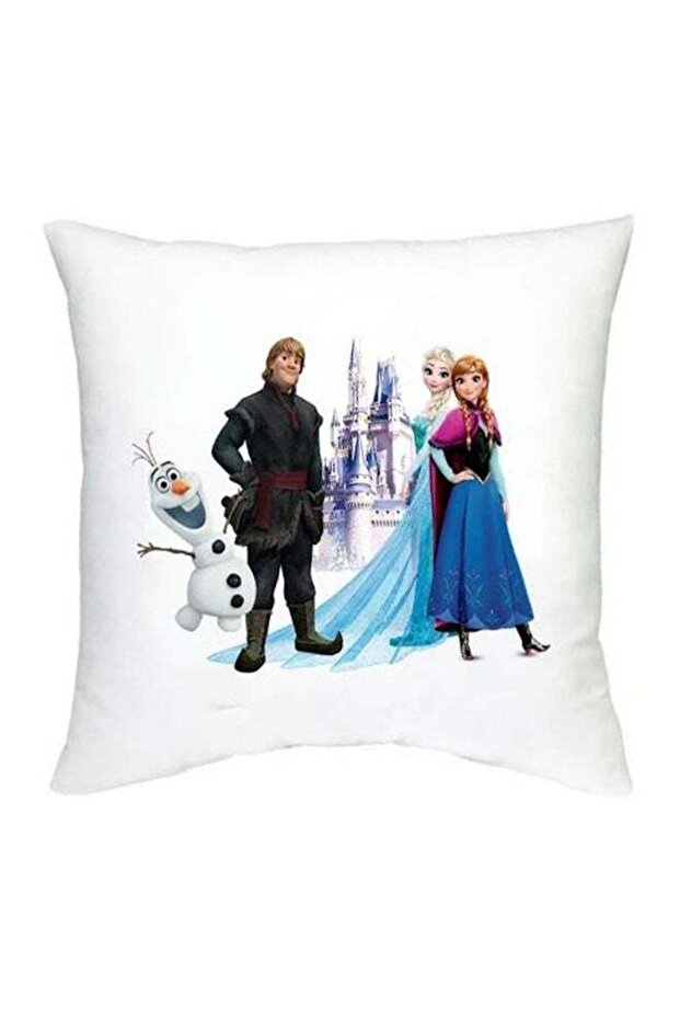 Frozen Character Printed Decorative Cushion White/Blue/Black 16x16inch