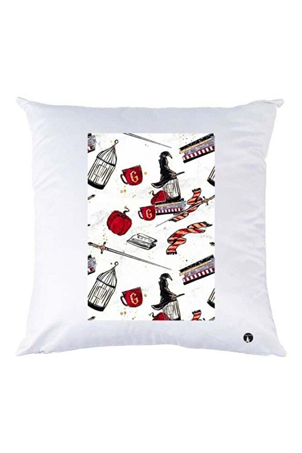 Harry Potter Theme Printed Throw Pillow White/Red/Black