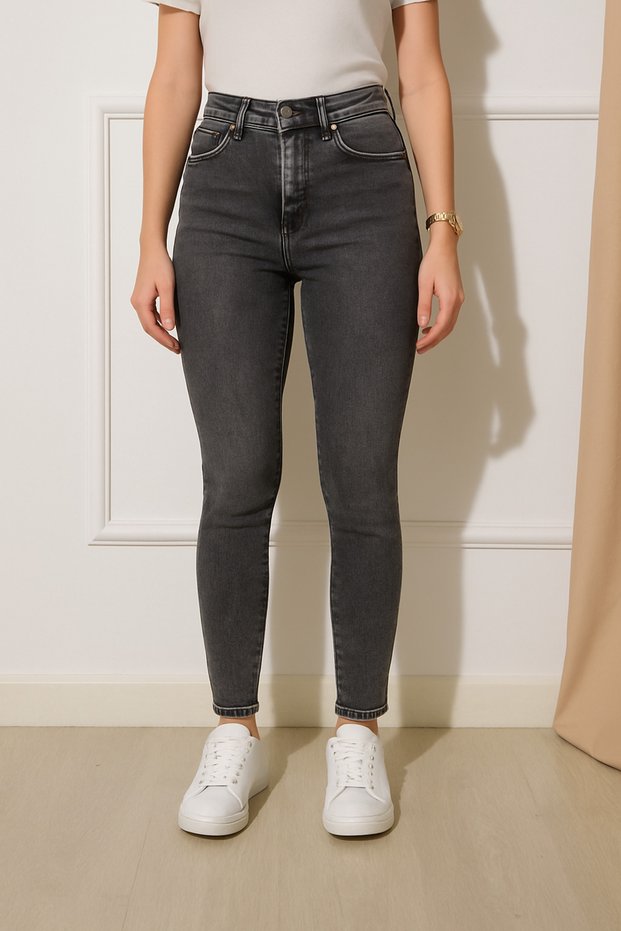 Bagy Women's Smoked High Waist Lycra Stretchy Fit Comfortable Skinny Narrow Leg Jeans Denim Pants