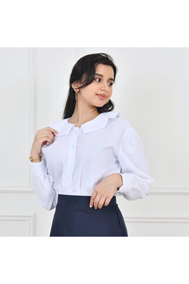 white collared shirt - 4