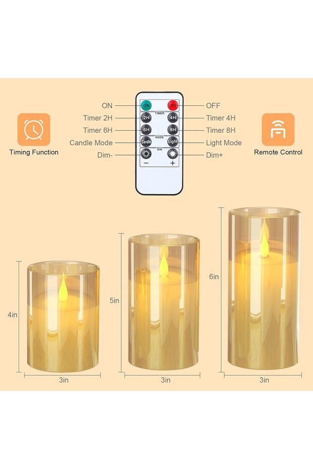 EXTSUD Flameless LED Candles Rechargeable with Charging Station and Remote Control, Set of 3 Decorat - 7