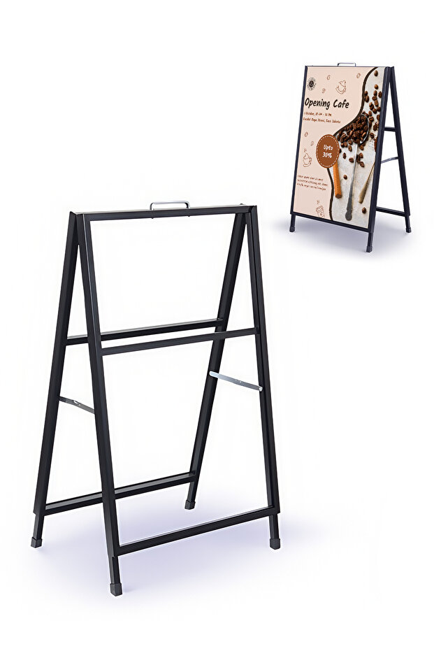 Double-Sided KT Board Display Stand with Top-Loading Slots - Portable Folding A-Frame Sign Holder - 1