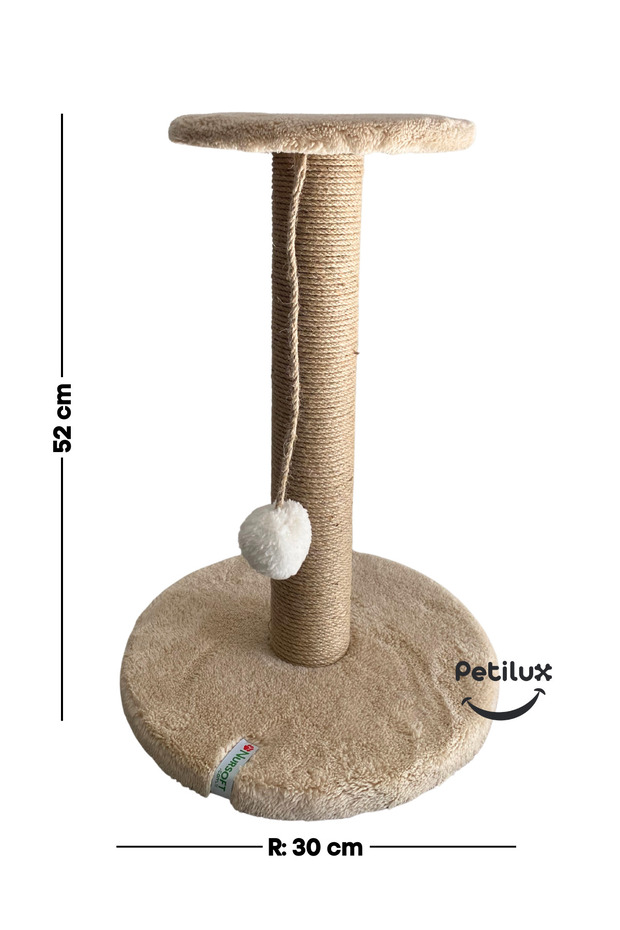 Jute Drawstring Single Scratching Post with Cat Head Figure Step Top - 6