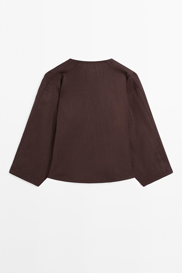 Bağcıklı crop gömlek - 8