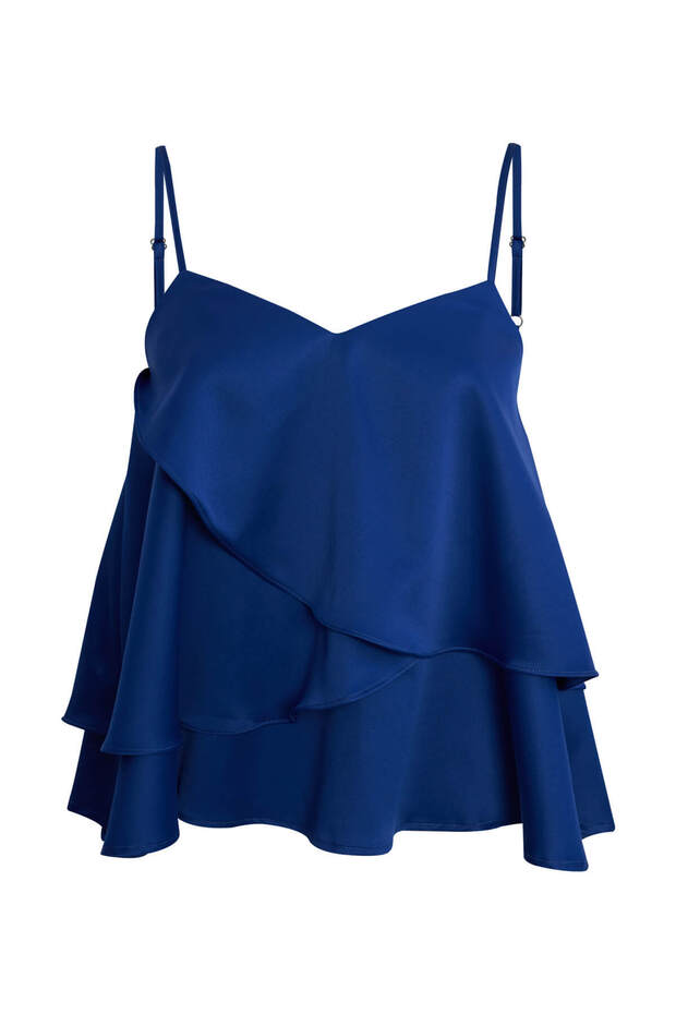 بلوزة برباط باللون الأزرق - 1