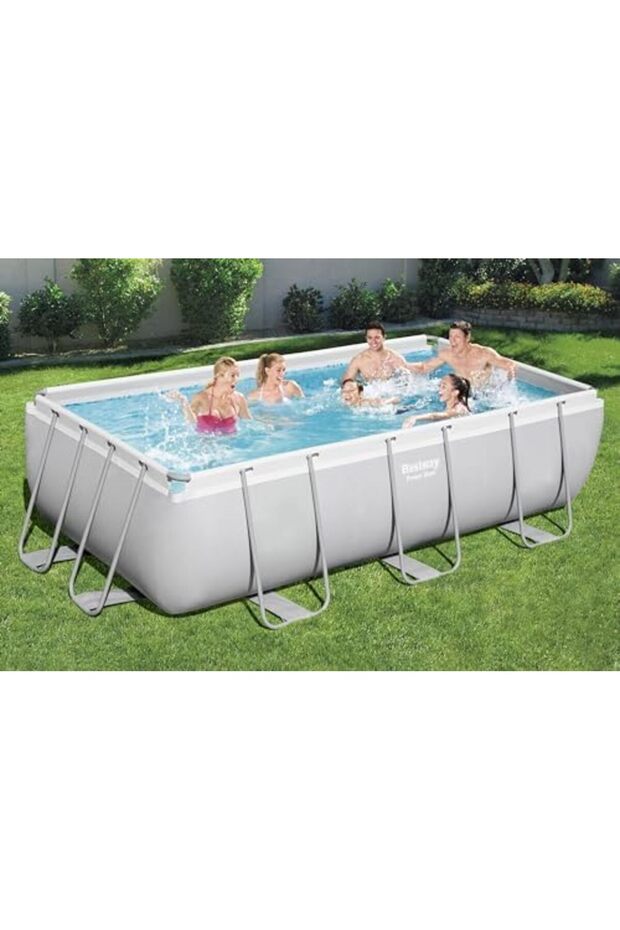 مجموعة حمام سباحة مستطيلة من باور ستيل، مقاس 21 × 9 أقدام و52 بوصة - 4