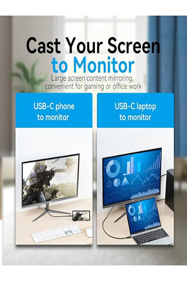 USB 3.1 Gen2 Cable 1M 5A 100W Fast Charging 10Gbps Data Transfer 4K@60Hz Display Output - 7