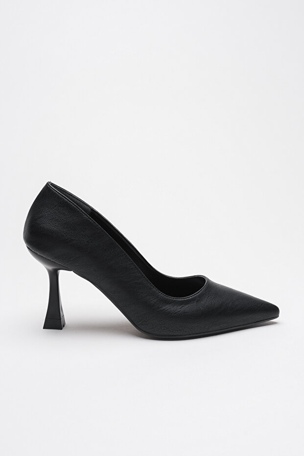 Black Leather 10 cm Heeled Ernio Stiletto Women's Shoes