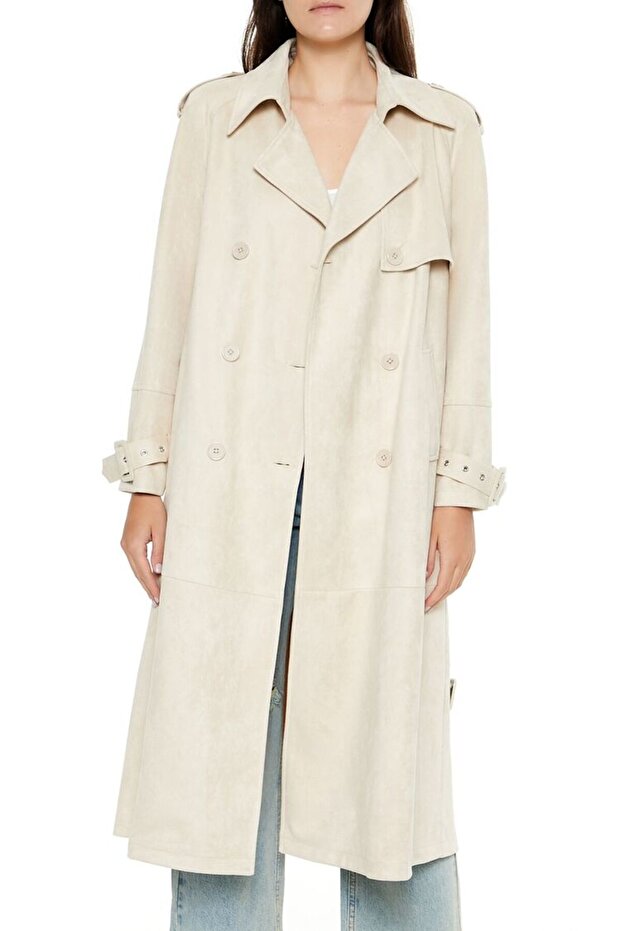 Kruvaze Yaka Trençkot - 1