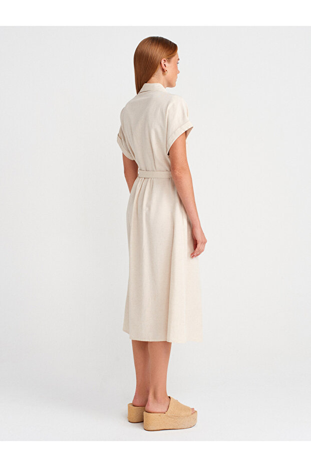 90924 Φόρεμα Normal Cut-Ecru - 2