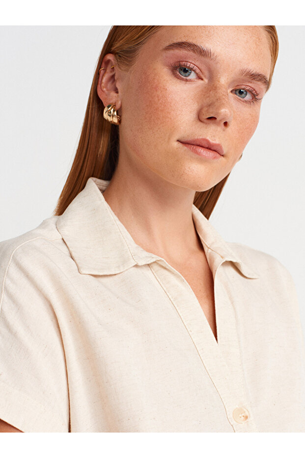 90924 Φόρεμα Normal Cut-Ecru - 3