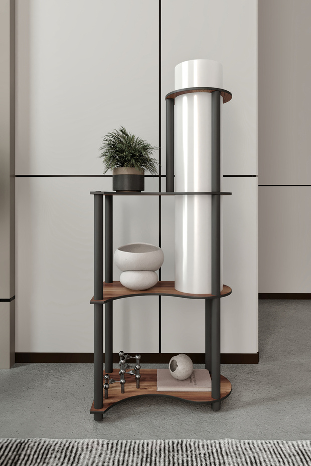 Estilo Dor Dekoratif Raflı Lambader Ceviz, 1. Sınıf MDF ve PVC Başlık - 2