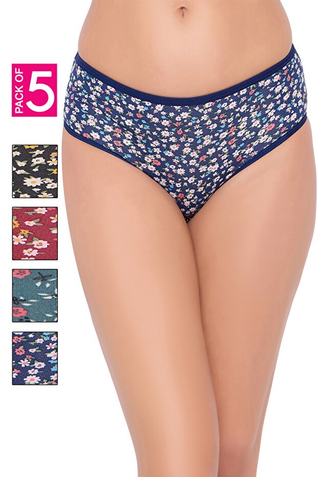 Pack of 5 Mid-Waist Hipster Panties