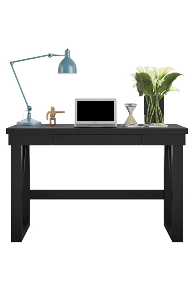 مكتب كمبيوتر مستطيل الشكل من كريستوود بدرج واحد - 6