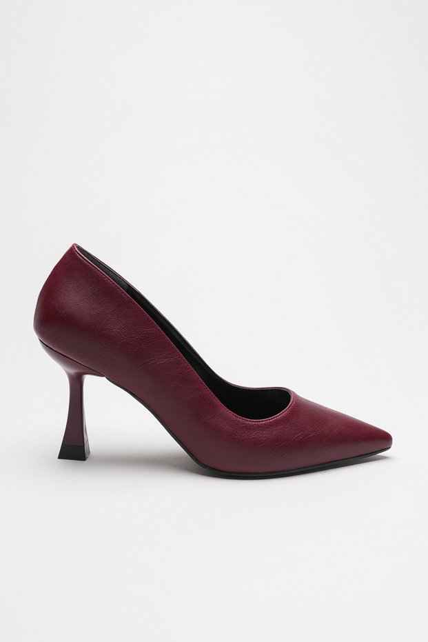 Burgundy Leather 10 cm Heeled Ernio Stiletto Women's Shoes
