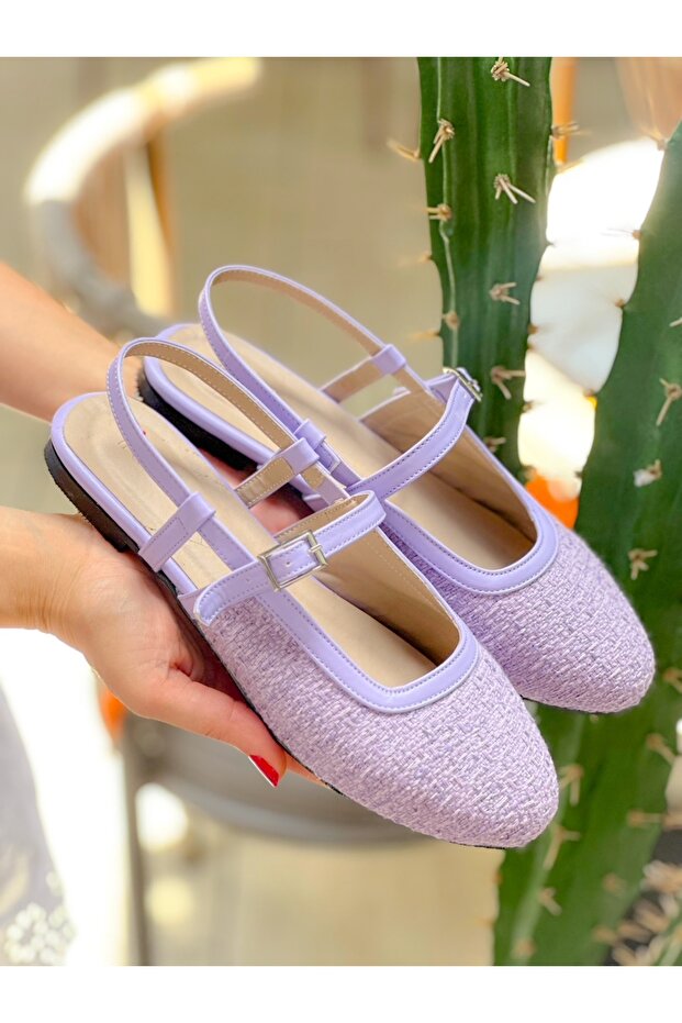 Dozza Lila Tweed Fabric Tape Ballet Shoes
