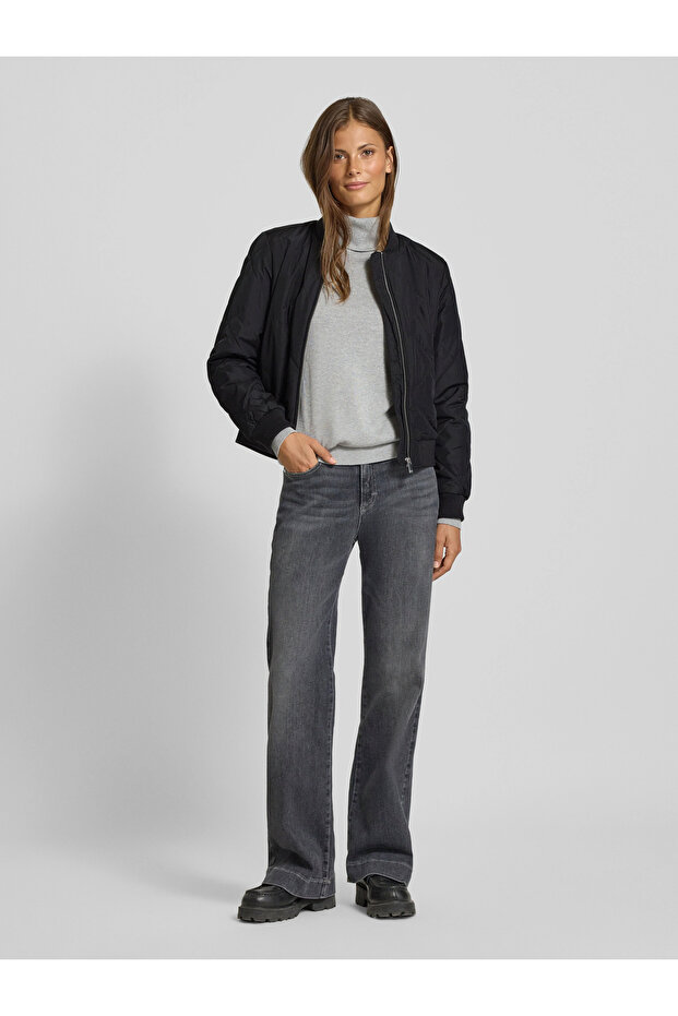 Quilted Bomber Collar Jacket - 1