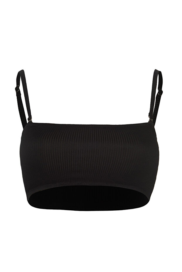 Siyah Straplez Kaplı Bikini Üstü TBESS21BU0061 - 4